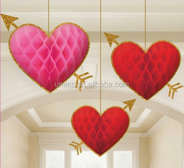 umiss paper new 3 valentine honeycomb heart decorations