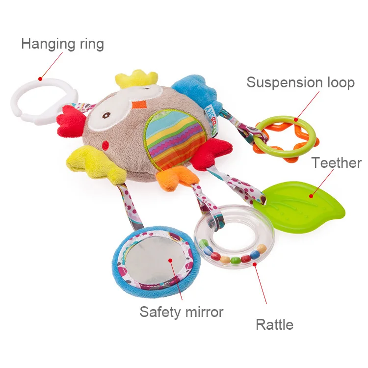 BBSKY Cartoon Animal OWL Stroller toy Hanging Rattle funny Baby Toys B003A