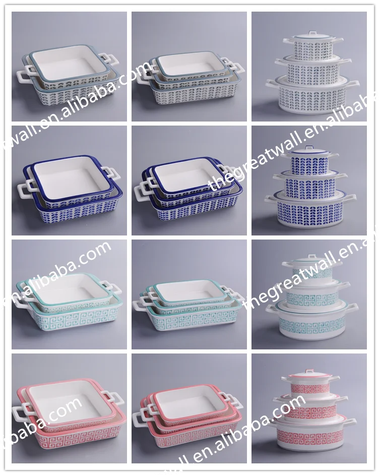 3 pcs OEM LFGB/FDA stoneware cooking set Round temptations bakeware set, ceramic bakeware with