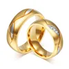 Fine Jewelry 18K Gold Plated Stainless Steel Couple Band Ring Wedding Rings