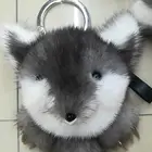 Creative fashion cute fox imported mink fur car keychain