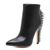 cheelon shoe 2017 latest waterproof ankle high heel felt pu leather winter shoes boots women stilettos