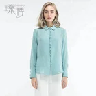 100% Silk Stone Washed Crepe De Chine Basic Classical Silk ladies' Shirt with many buttons