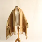 2019 new khaki hot sale dyed 100% acrylic fabric hijabs muslim scarf with tassels