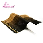 K.S WIGS Titanium Flat Iron Hair 22 Inch Dark Color Remi Flat Weft Hair Straighten Hair Flat Iron