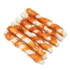 New arrive high protein chicken wrapl rawhide dry dog food knotted pressed expanded bone dog dental treats