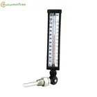 180MM Stainless Steel Bimetal Stem Industrial Adjustable Angle Round Glass Thermometer