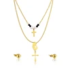 Popular Jewelry Stores Cheap Trendy Vintage Gold Coloured Double Cross Jewelry Set