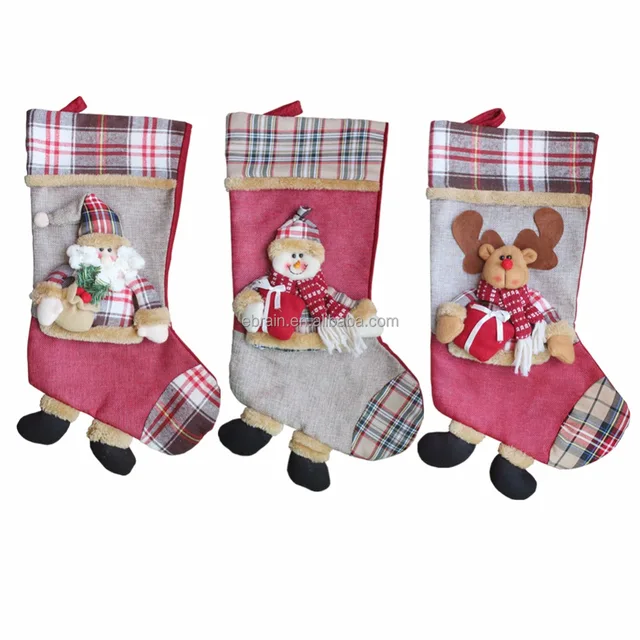 christmas stocking gifts large size santa claus snow man
