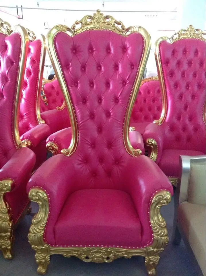 Pink High Back King Chair With Button Decoration - Buy Hotel High Back