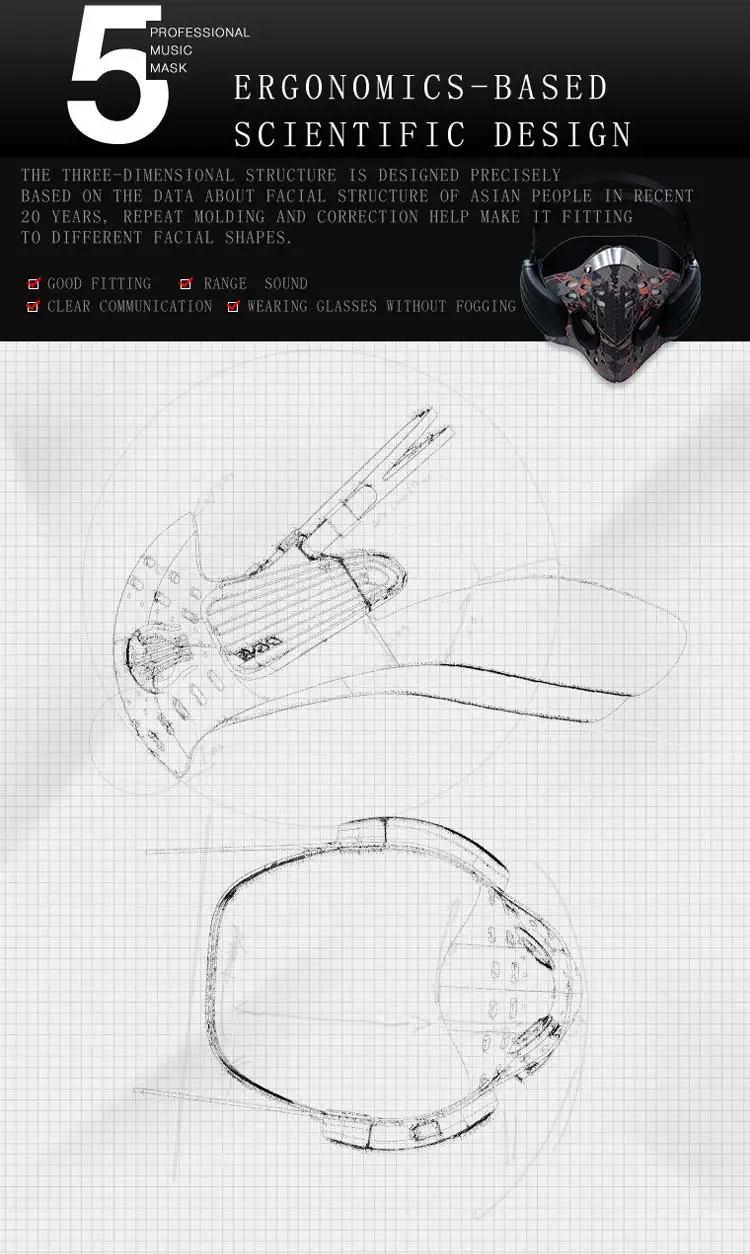 Lead-Out Anti Pollution Mask Bone Conduction Headphones Wireless BT 4.0 Smart Masks - ANKUX.COM
