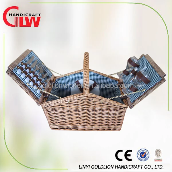 eco-friendly folding picnic basket willow storage wooden box