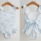 Hot sale Girls cute swimsuit one piece kids floral printed bathing suit girls baby bowknot swimming wear