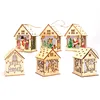 Home decoration MDF Christmas fairy led light min craft wooden house