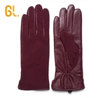 Cheap Women Genuine Suede Sheepskin Winter Driving Leather Gloves for Ladies