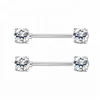 Four Colors Double gem ball and double diamond barbell nipple rings piercing jewelry