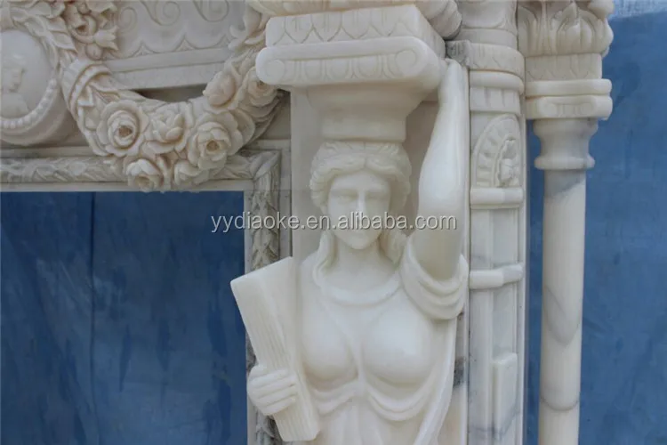 popular free standing marble statue fireplace