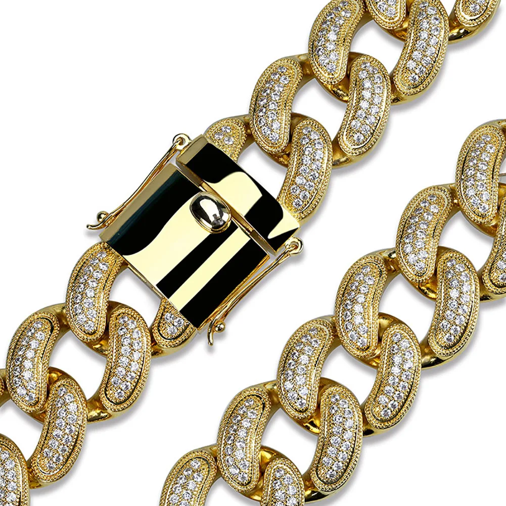 Big 28mm Width Hip Hop Bracelet Gold Silver Color Plated Micro Pave Cz