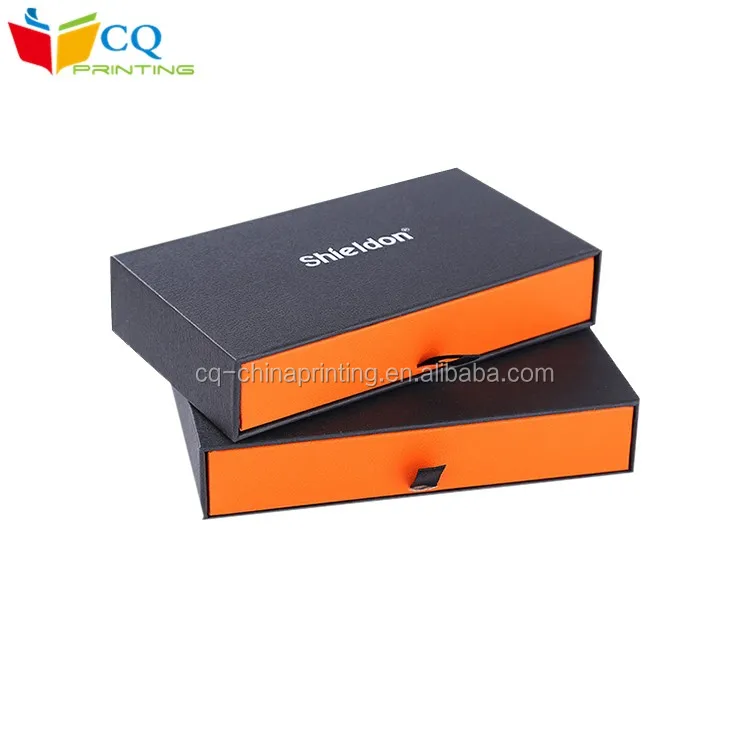 stamping sliding paper cardboard matte black box ,recycled pull