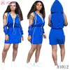 A1012 Hot sale women hooded long sleeve top and skirt two piece set