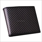 Thin rfid carbon fiber genuine leather men wallet.