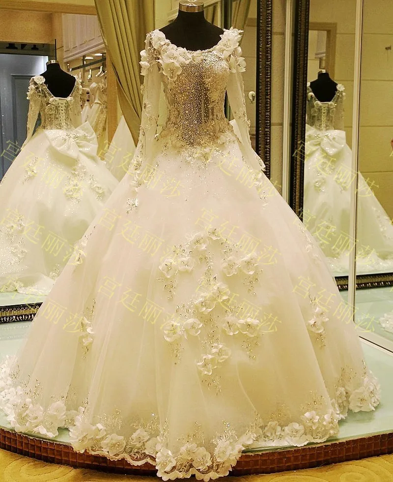 Ball Gown Bling Bling Floor Length Custom Made Formal Bridal Gowns