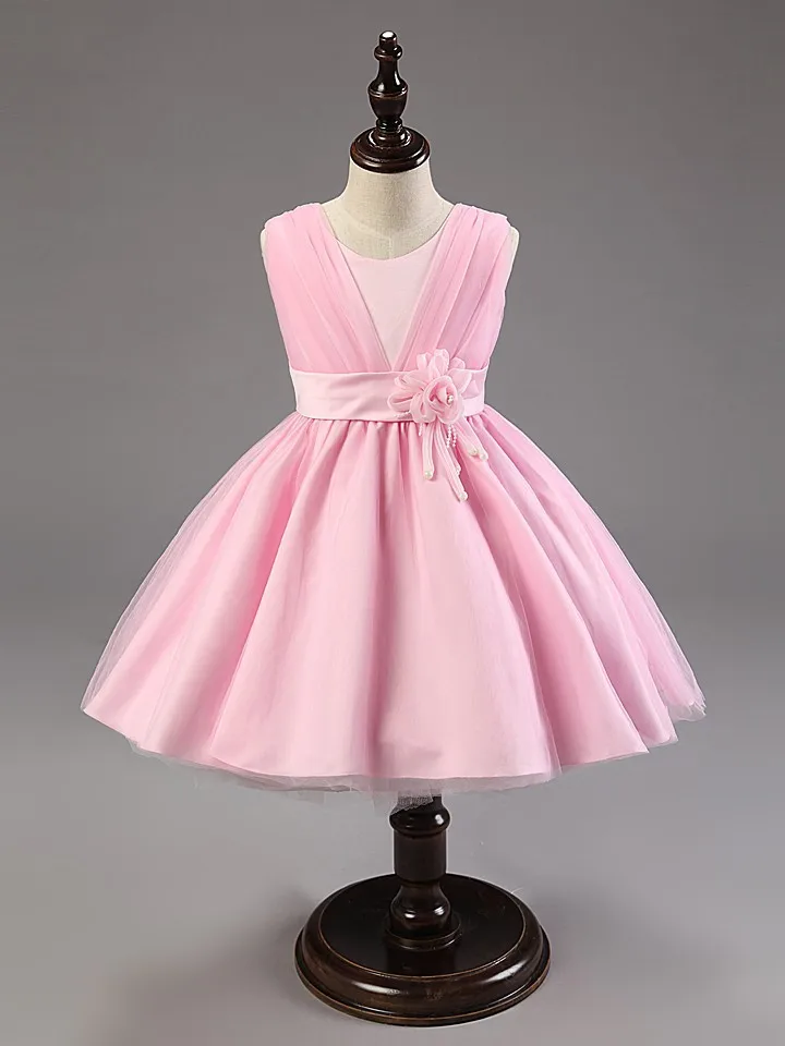 2015 Free shipping sleeveless flower girl dancing dress party baby girl christening dress kids baby birthday Christmas dresses