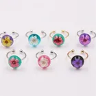 Adjustable Size Brass Ring Handmade craft latest Real dried flower resin engagement ring