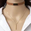 HM30 Fashion Gold-Color Statement Black and Brown Velvet Collares Choker Necklaces Jewelry