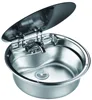 Dometic Type Stainless Steel Round Hand Wash Basin RV Sink with Toughened Glass Lid