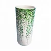 Cylindrical Ceramic Vase With Leaf Color Paper for Home Decor
