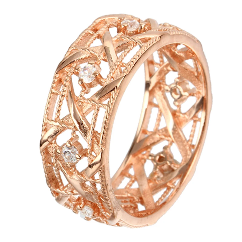 925 Sterling Silver Grids Rings Fine Jewelry For Woman Rose Gold Charm Stone Wedding Grids Ring 2015 Fashion Luxury Nest Anillos