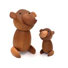 Nordic Style Wooden Animal Figurines Wood Japanese Monkey Figures Home Decor Ornaments Crafts Boy Toys & Hobbies