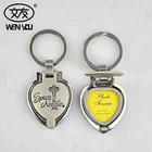 Promotional Heart shape key ring metal keychain photo frame custom logo key chain