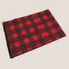 Red color checked 100% viscose scarf for men's ladies' manufacture
