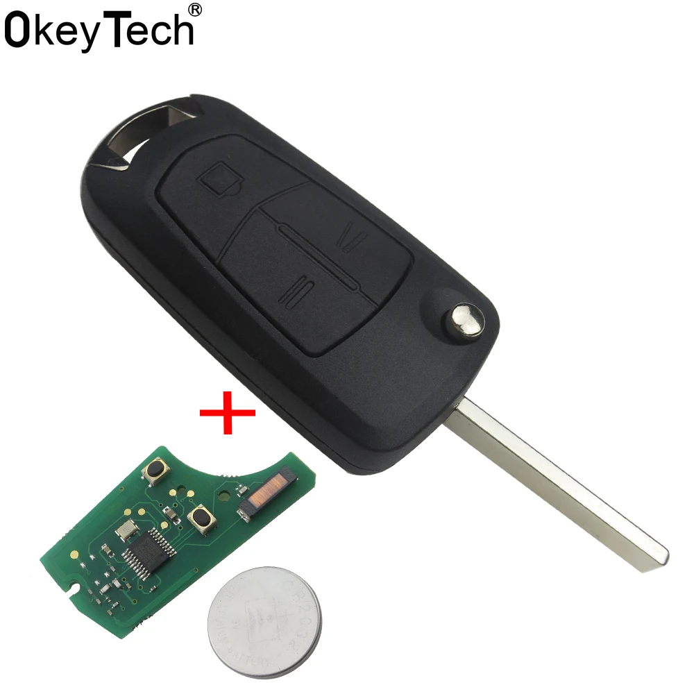 OkeyTech Car Accessories Replacement Auto Flip Remote Key Fob 3 Buttons 433MHz PCF7946 Chip for Vauxhall Opel Vectra C Signum