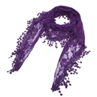 Wholesale high quality rose print tassel triangle scarf shawl with lace trim scarves