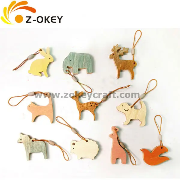 ZWP1317 Painted eco-friendly laser cut wood key chain in different animal shape