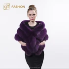 Best Selling Jtfur Made In China luxurious purple Women Fluffy Real Fur Stole