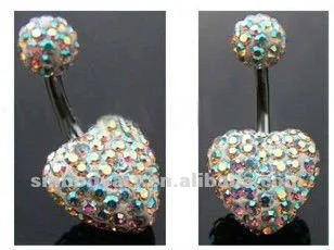 Y Heart Full Diamond Belly On Ring Navel Bar Body Piercing Y Heart Full Diamond Belly On Ring Navel Bar Body Piercing Jewelry Amdq12072636