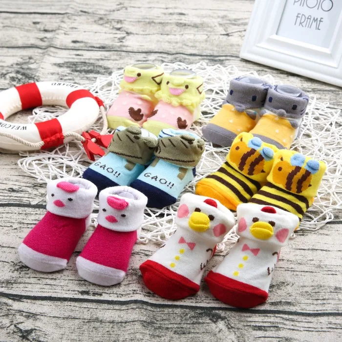 SHANXIN Wholesale Cute infant baby cotton socks baby socks anti slip 3d baby animal socks on sale