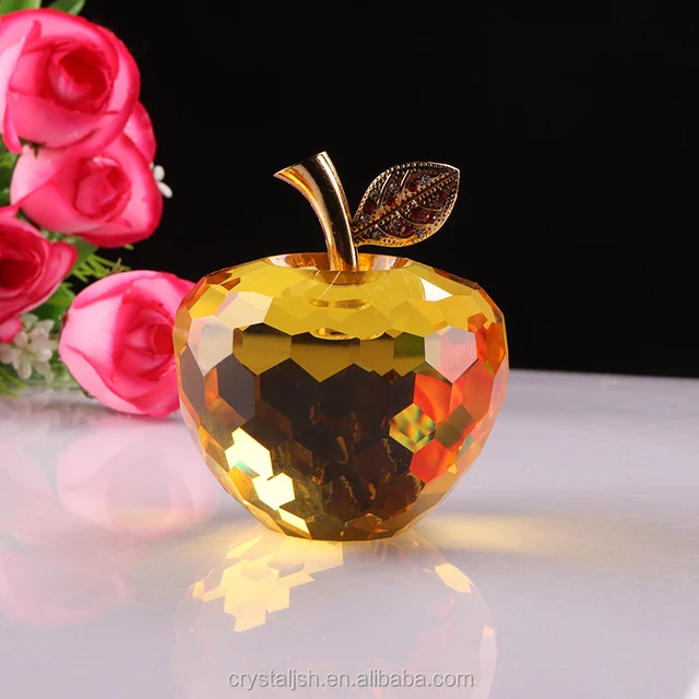 decorative personalized crystal glass apple wedding souvenir