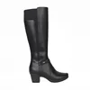 Black Urban Leather Chunky Heel Casual Knee High Ladies Long Boots for Women