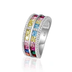 Accessories Women Multicolor Value Delicate Sterling 925 Cz Silver Fashion Rainbow Ring Zircon