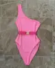 2019 Solid Color High Cut Leg One Piece Swimwear Bathing Suits Vest Type Mesh Swimwear Bikini