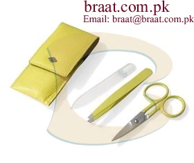 manicure gift set of yellow tweezers and scissor /shoe manicu