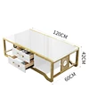 New Model Contemporary Stainless Steel Coffee Tables Gold Metal Frame Mdf Center Table Simple White Rectangle Coffee Table