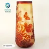 Hand blown solid orange color vase high quality tall vase cylinder shaped galle glass vase for home decoration