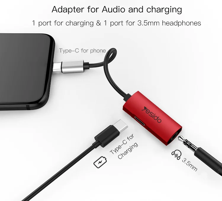 Drop Shopping Type-C Audio Connector Adapter Usb C To 3.5Mm Jack Aux Audio Splitter Adapter
