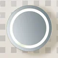 Flush Mount clear glass round led light bathroom mirror